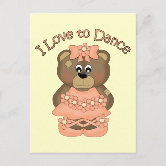 I Liebe zu tanzen Ballerina Bear Orange Postkarte (Vorderseite)