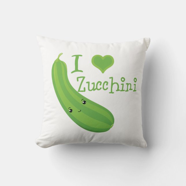 I Liebe-Zucchini lächelnde Kawaii Zucchini Kissen (Vorderseite)