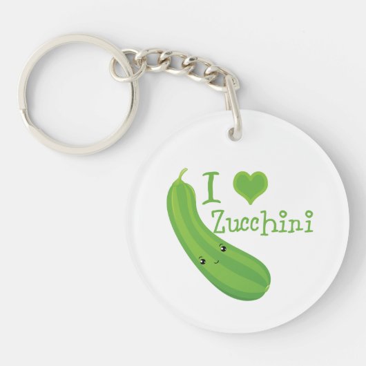 I Liebe Zucchini Smiling Kawaii Zucchini Schlüsselanhänger (Vorderseite)