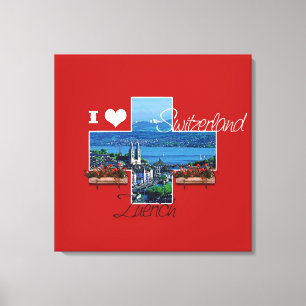 I Liebe Zuerich, Schweiz - Ausgewickelte Canvas Leinwanddruck