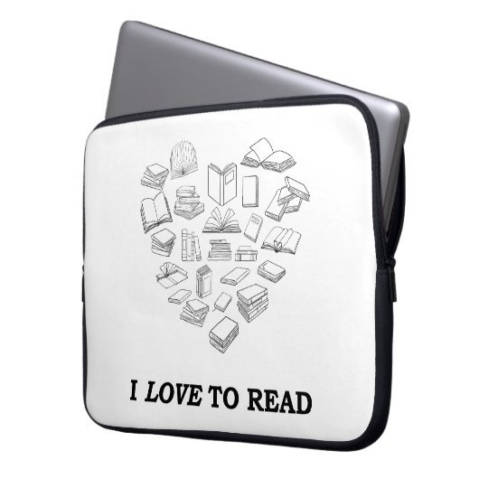 I Liebe zum Lesen Laptopschutzhülle (Vorderseite Links)