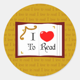 I Liebe zum Lesen Runder Aufkleber
