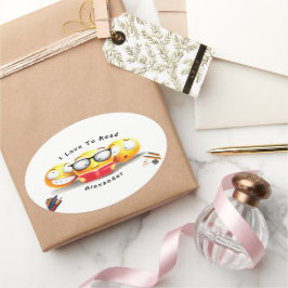 I Liebe zum Lesen von Büchern Ovaler Aufkleber