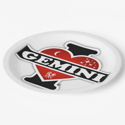 I Liebe-Zwillinge Pappteller (Schrägansicht)