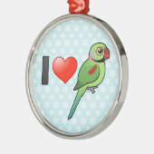 I LiebeAlexandrineParakeets Silbernes Ornament (Links)