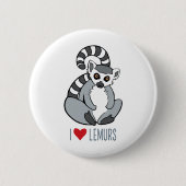 I LiebeLemurs - Cartoon Ring-Angebundener Lemur Button (Vorderseite)