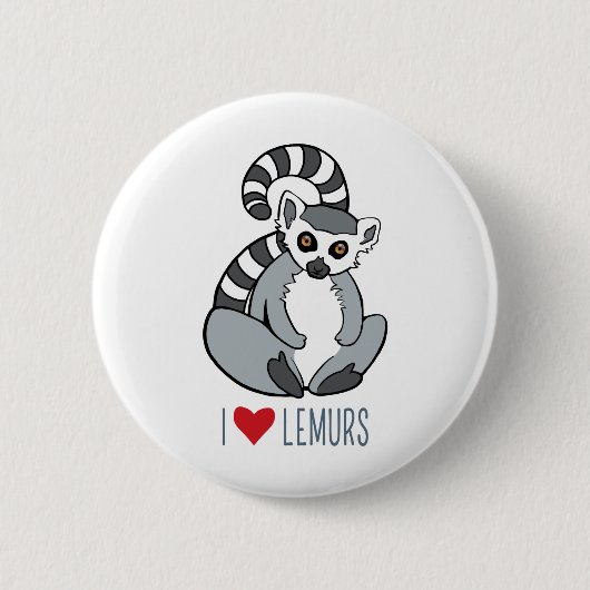 I LiebeLemurs - Cartoon Ring-Angebundener Lemur Button (Vorderseite)