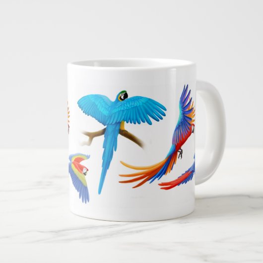 I Liebemacaw-Papageien Jumbo-Tasse (Vorderseite Rechts)