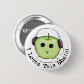 I Lieben diese Musik! Grüner Knopf Apples Pinback Button (Vorne & Hinten)