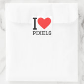 I Lieben Pixel Quadratischer Aufkleber (Tasche)