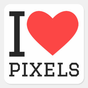 I Lieben Pixel Quadratischer Aufkleber
