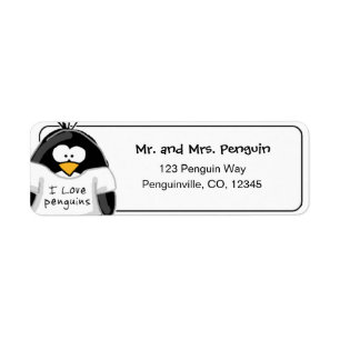 I Liebepenguins-Rücksendeadresseaufkleber