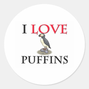 I LiebePuffins Runder Aufkleber