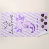 "I Like Beach Alotl" Boba Tea Axolotl Lila Strandtuch (Vorderseite)