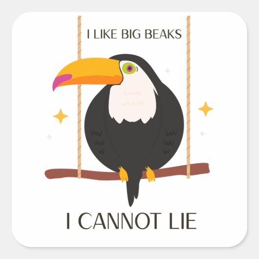 I like big beaks I cannot lie Toucan Quadratischer Aufkleber (Vorderseite)