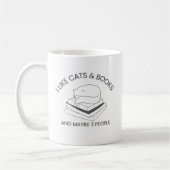 I like cats and books and maybe 3 people Mug Kaffeetasse (Links)