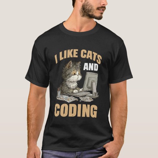 I Like Cats and Coding Programmer Passion Tech - 1 T-Shirt (Vorderseite)