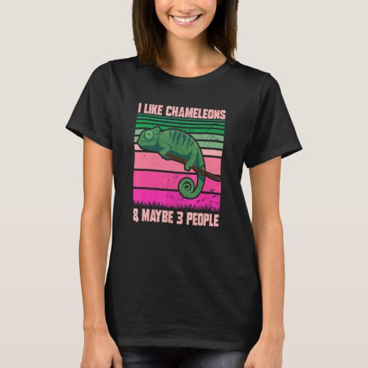 I Like Chameleons Maybe 3 People Quote Lizard Gra T-Shirt (Vorderseite)