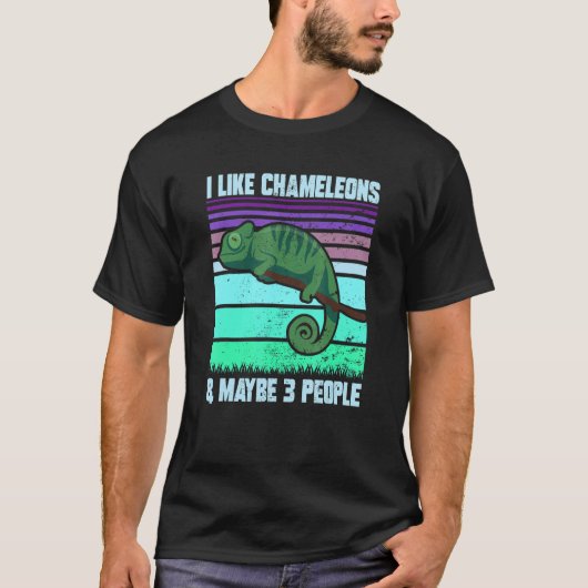 I Like Chameleons Maybe 3 People Quote Lizard Gra T-Shirt (Vorderseite)