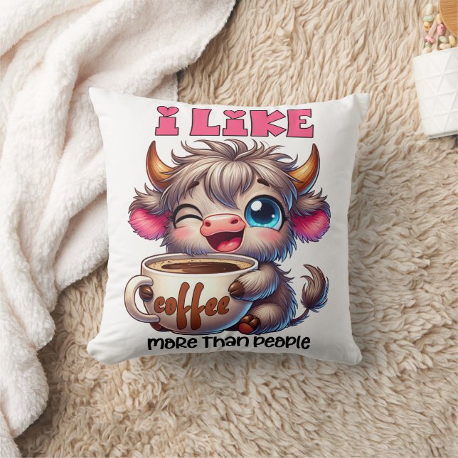 I Like Coffee More Than People  Kissen (Decke)