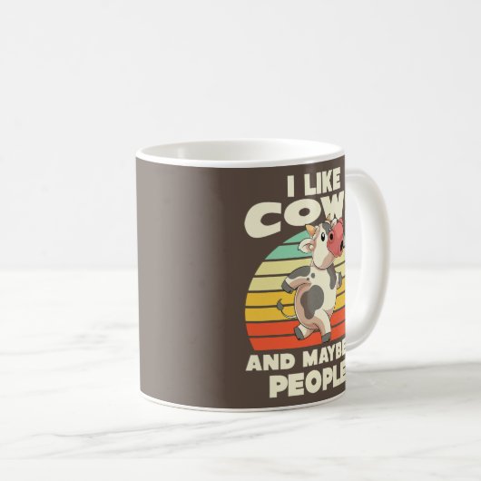 I Like Cows And Maybe 3 People Funny Farm Animal Kaffeetasse (VorderseiteRechts)