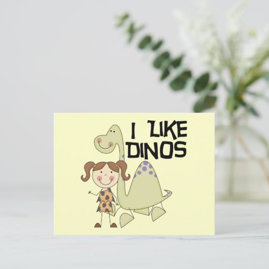 I LIke Dinos-GIrl Tshirts and Gifts Postkarte (Stehend Vorderseite)