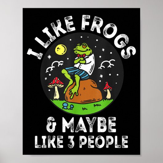 I Like Frogs And Maybe 3 People Frog Lover Retro V Poster (Vorne)