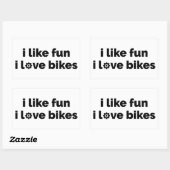 I Like Fun I Love Bikes Rechteckiger Aufkleber (Blatt)