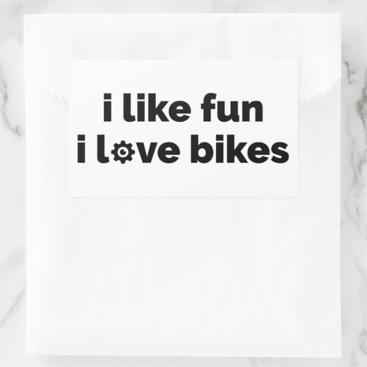 I Like Fun I Love Bikes Rechteckiger Aufkleber (Tasche)