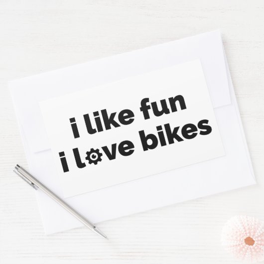 I Like Fun I Love Bikes Rechteckiger Aufkleber (Umschlag)