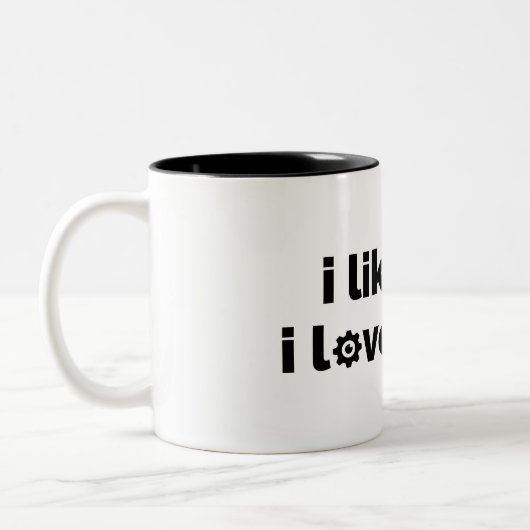 I Like Fun I Love Bikes Zweifarbige Tasse (Links)