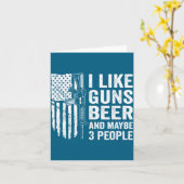 I Like Guns Beer Maybe 3 People Funny Drinking Karte (Gelbe Blume)