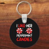 I Like Her Peppermint Candies Couple Matching Chri Schlüsselanhänger (Vorderseite)