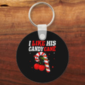 I Like His Candy Cane Couples Matching Christmas F Schlüsselanhänger (Vorderseite)