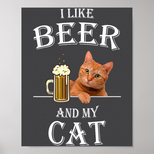 I Like My Cat And Beer Cats Beer Quote Dad For Men Poster (Vorne)