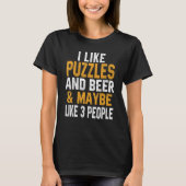 I Like Puzzles And Beer Jigsaw Puzzle Master Dad T-Shirt (Vorderseite)
