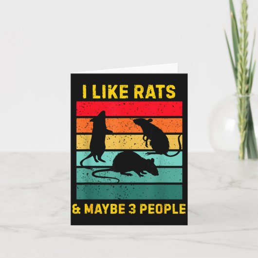 I Like Rats And Maybe 3 People Shirt Retro Rat Hum Karte (Vorderseite)