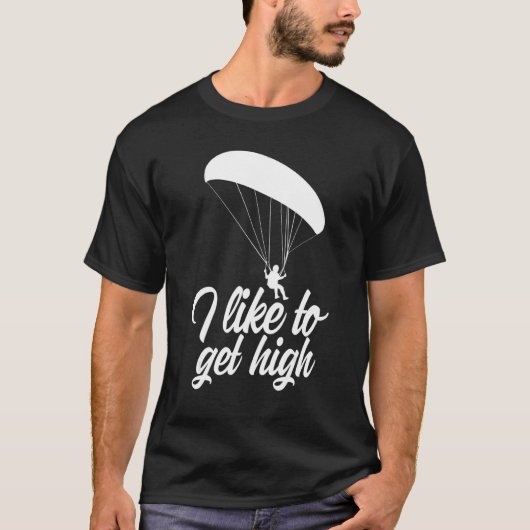 I Like To Get High Retro Men Paraglider Adventure T-Shirt (Vorderseite)
