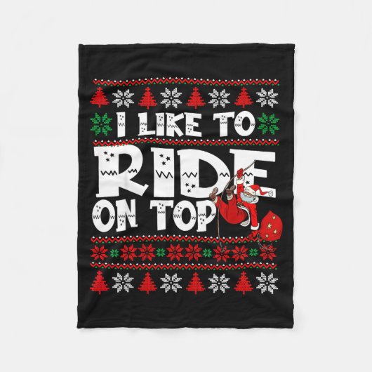 I Like To Ride On Top Funny Naughty Xmas Couple Ma Fleecedecke (Vorderseite)