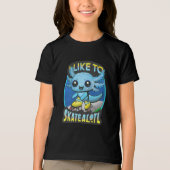 "I Like To Skatealotl" Roller Skating Axolotl Fun  Tri-Blend Shirt (Vorderseite)