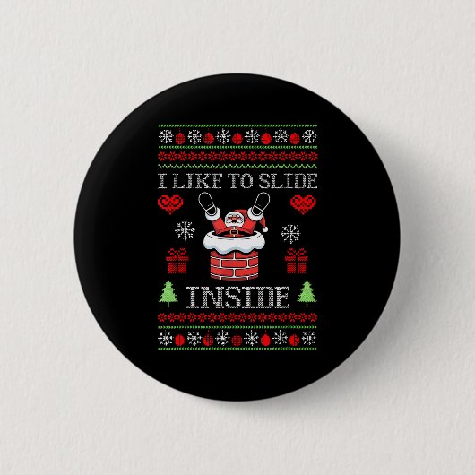 I Like To Slide Inside Funny Santa Couple Matching Button (Vorderseite)