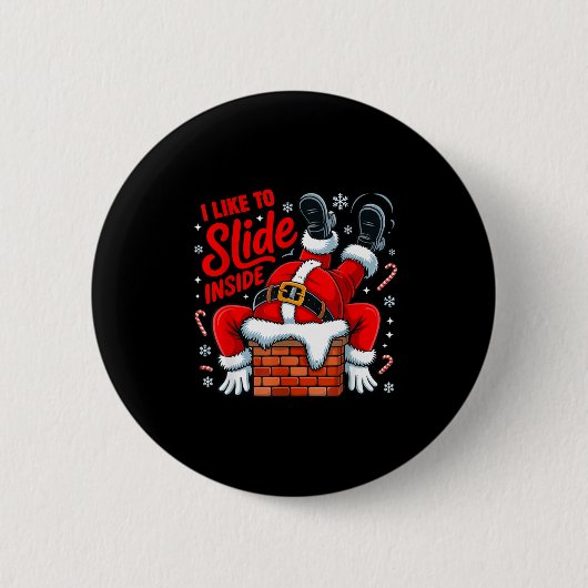 I Like To Slide Inside Funny Santa Couple Matching Button (Vorderseite)