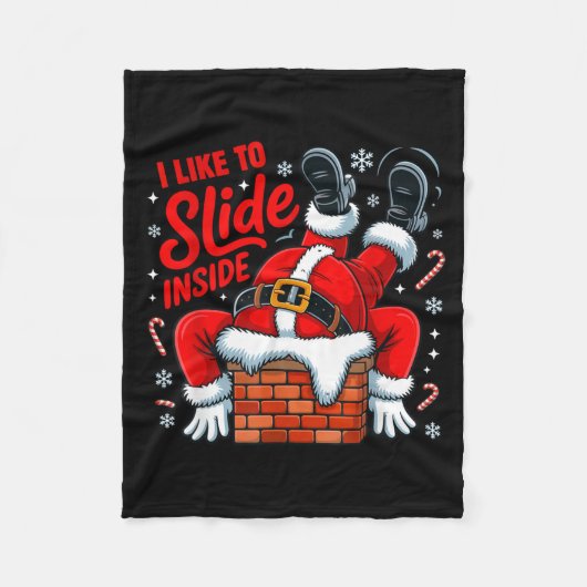 I Like To Slide Inside Funny Santa Couple Matching Fleecedecke (Vorderseite)