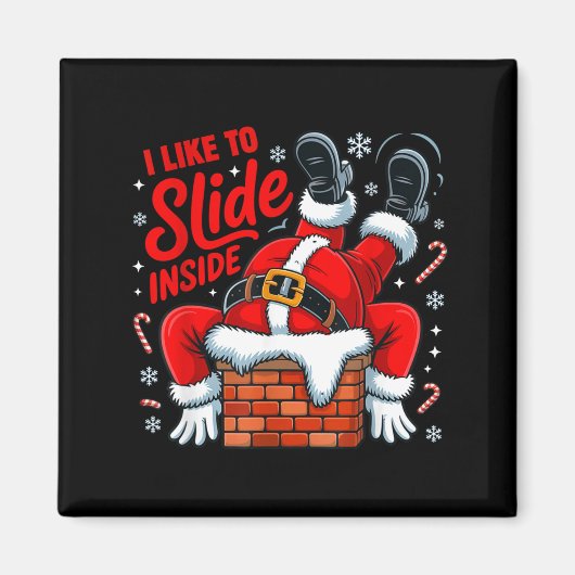 I Like To Slide Inside Funny Santa Couple Matching Magnet (Vorne)