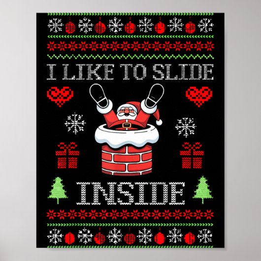 I Like To Slide Inside Funny Santa Couple Matching Poster (Vorne)