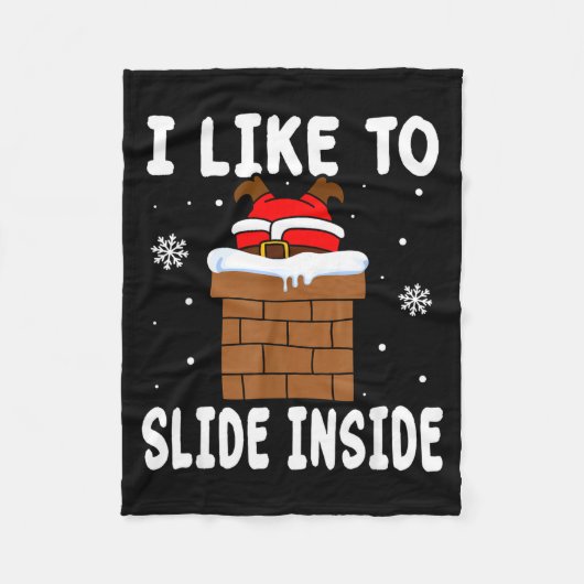 I Like To Slide Inside Funny Xmas Couple Fleecedecke (Vorderseite)