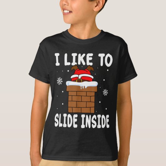 I Like To Slide Inside Funny Xmas Couple T-Shirt (Vorderseite)