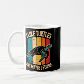 I Like Turtles And Maybe 3 People Funny Retro Turt Kaffeetasse (Links)