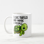 I Like Turtles And Maybe Three People Funny Retro  Kaffeetasse (Links)