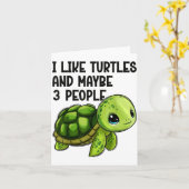 I Like Turtles And Maybe Three People Funny Retro Karte (Gelbe Blume)